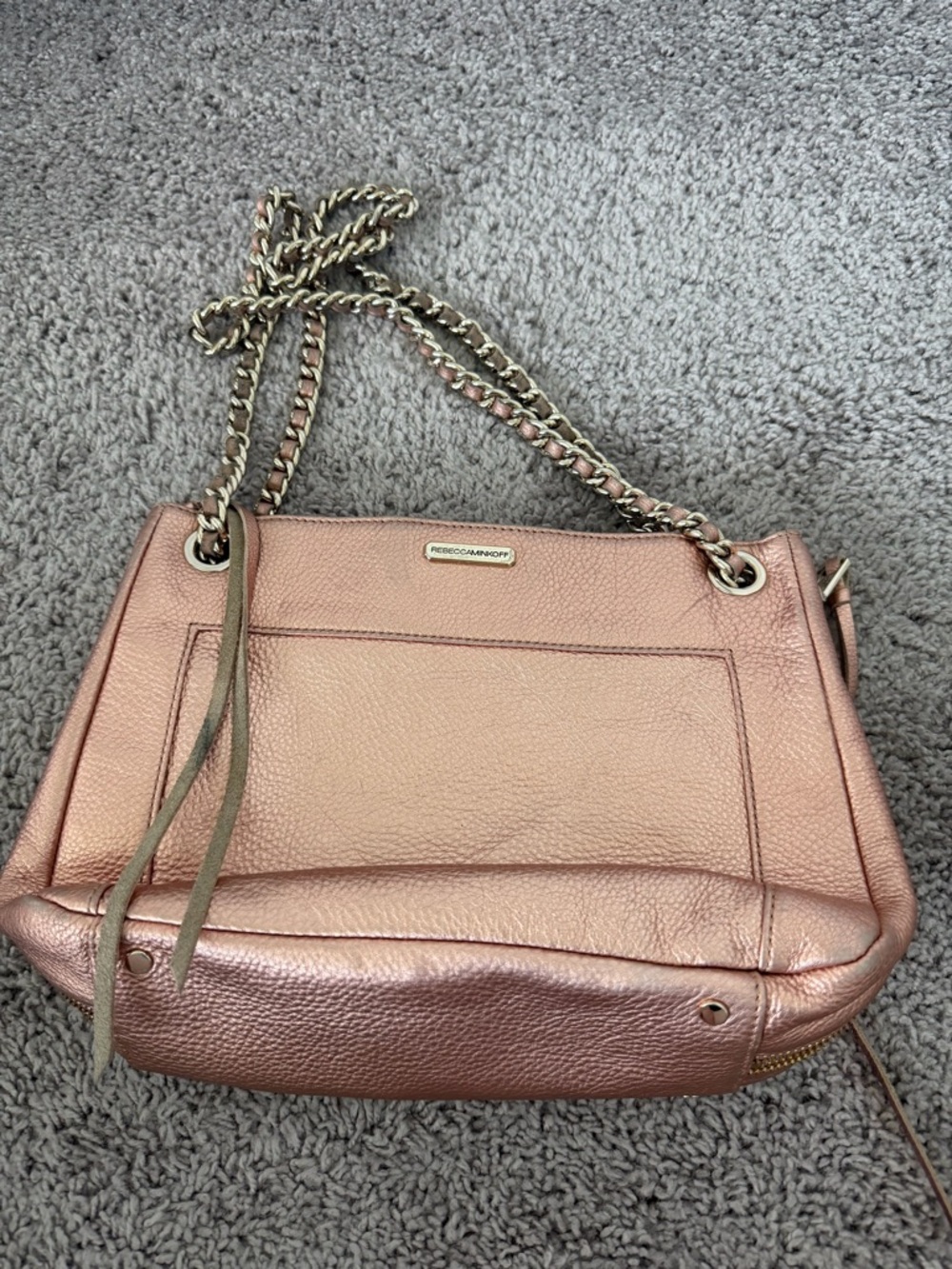 Rebecca Minkoff rose gold metallic leather handbag
